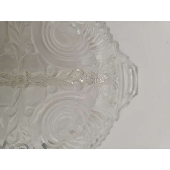 Vintage Indiana Killarney Crystal Clear Glass Divided Dish With Handle 8 Inch - Picture 7 of 9